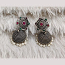 Manisha Jewellery Elegant Oxidised Plated Pota Stone And Pearl Jhumki Earrings