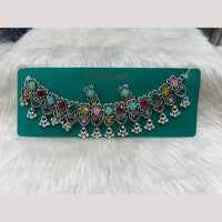 Manisha Jewellery Elegant Oxidised Plated Pota Stone Design Necklace Set