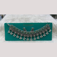 Manisha Jewellery Elegant Oxidised Plated Pota Stone Design Necklace Set