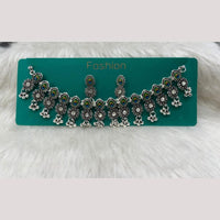 Manisha Jewellery Elegant Oxidised Plated Pota Stone Design Necklace Set