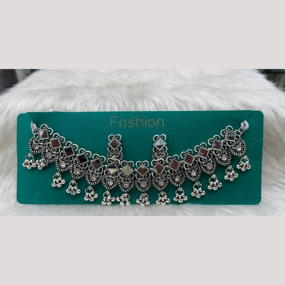 Manisha Jewellery Oxidised Plated Mirror Work Necklace Set