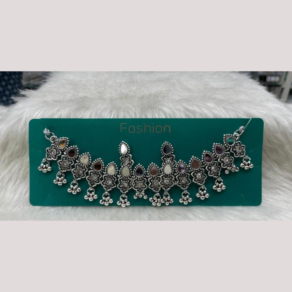 Manisha Jewellery Oxidised Plated Mirror Work Necklace Set