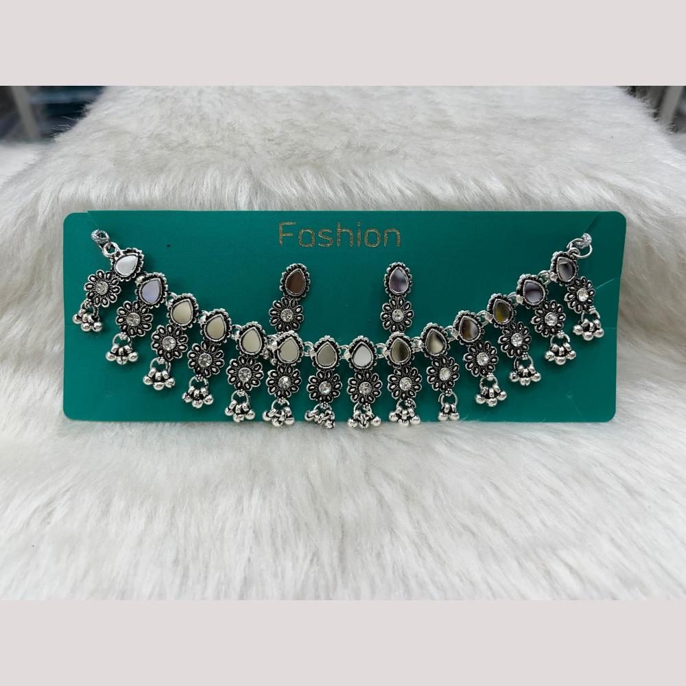 Manisha Jewellery Oxidised Plated Mirror Work Necklace Set