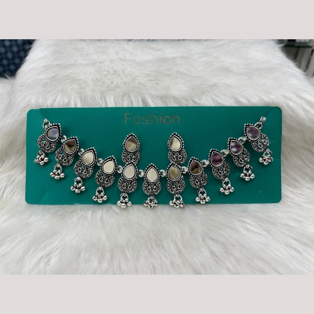 Manisha Jewellery Oxidised Plated Mirror Work Necklace Set