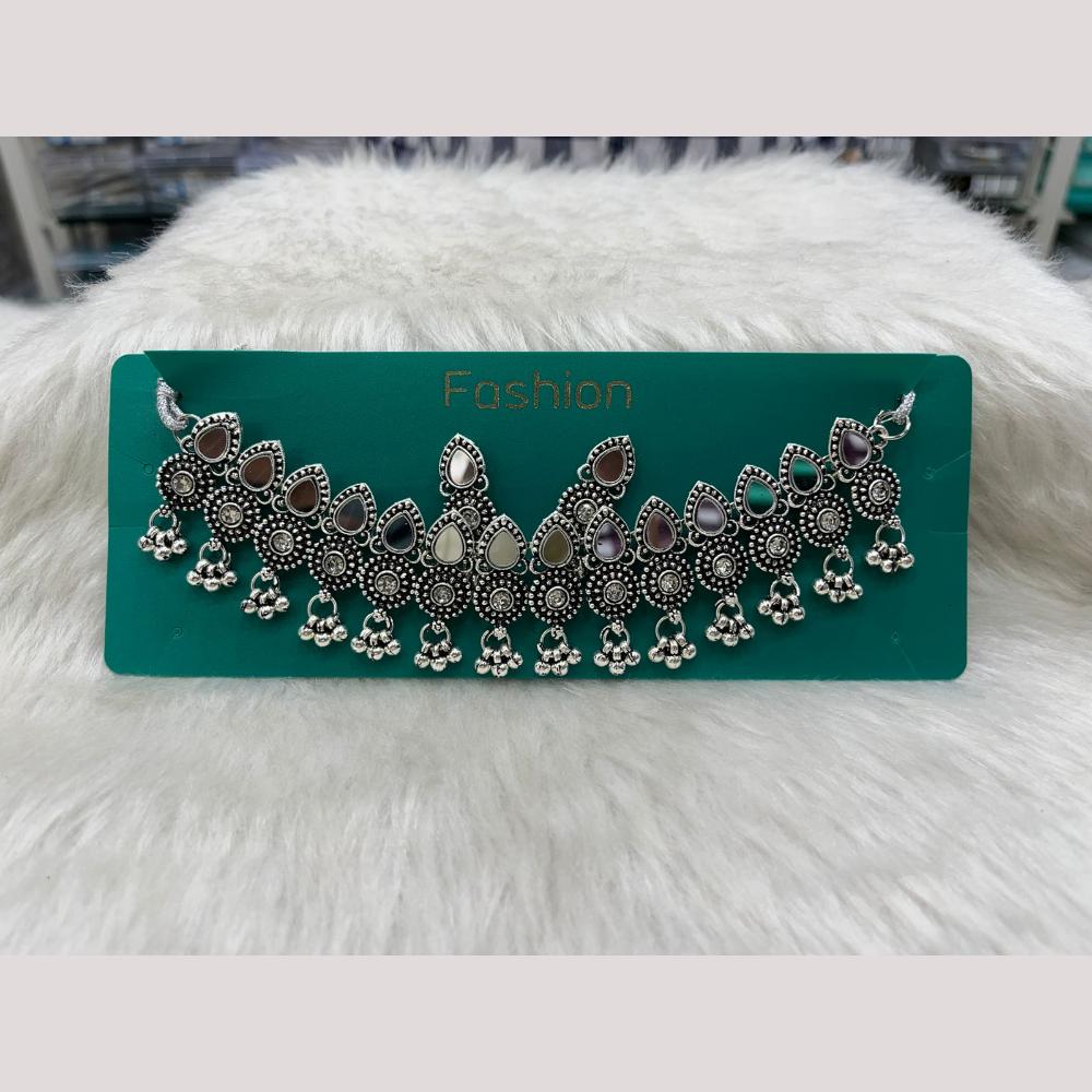 Manisha Jewellery Oxidised Plated Mirror Work Necklace Set