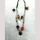 Manisha Jewellery Boho Oxidised Mirror And Pom Pom Long Oxidised Necklace Set