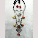 Manisha Jewellery Boho Oxidised Mirror And Pom Pom Long Oxidised Necklace Set