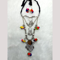 Manisha Jewellery Boho Oxidised Mirror And Pom Pom Long Oxidised Necklace Set