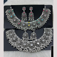Manisha Jewellery Elegant Oxidised Plated Pota Stone Design Necklace Set