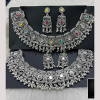 Manisha Jewellery Elegant Oxidised Plated Pota Stone Design Necklace Set