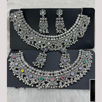 Manisha Jewellery Elegant Oxidised Plated Pota Stone Design Necklace Set