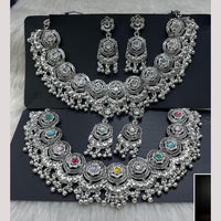 Manisha Jewellery Elegant Oxidised Plated Pota Stone Design Necklace Set