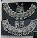 Manisha Jewellery Elegant Oxidised Plated Pota Stone Design Necklace Set