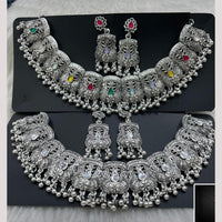 Manisha Jewellery Elegant Oxidised Plated Pota Stone Design Necklace Set