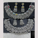 Manisha Jewellery Elegant Oxidised Plated Pota Stone Design Necklace Set