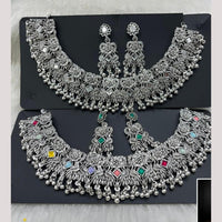 Manisha Jewellery Elegant Oxidised Plated Pota Stone Design Necklace Set