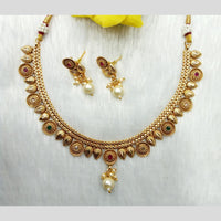 Manisha Jewellery Antique Finish Pota Stone Necklace Set with Pearl Drop