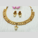 Manisha Jewellery Antique Finish Pota Stone Necklace Set with Pearl Drop