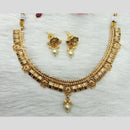 Manisha Jewellery Antique Finish Pota Stone Necklace Set with Pearl Drop