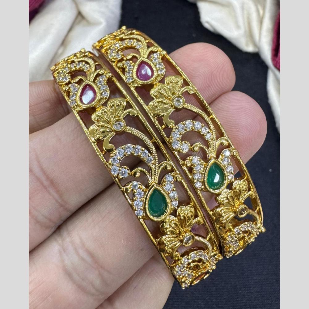Manisha Jewellery Floral Design Austrian and Pota Stone Bangles Set 