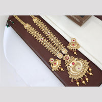 Manisha Jewellery Ethnic Sparkle Gold Plated  Pota Stone And Pearl Long Necklace Set