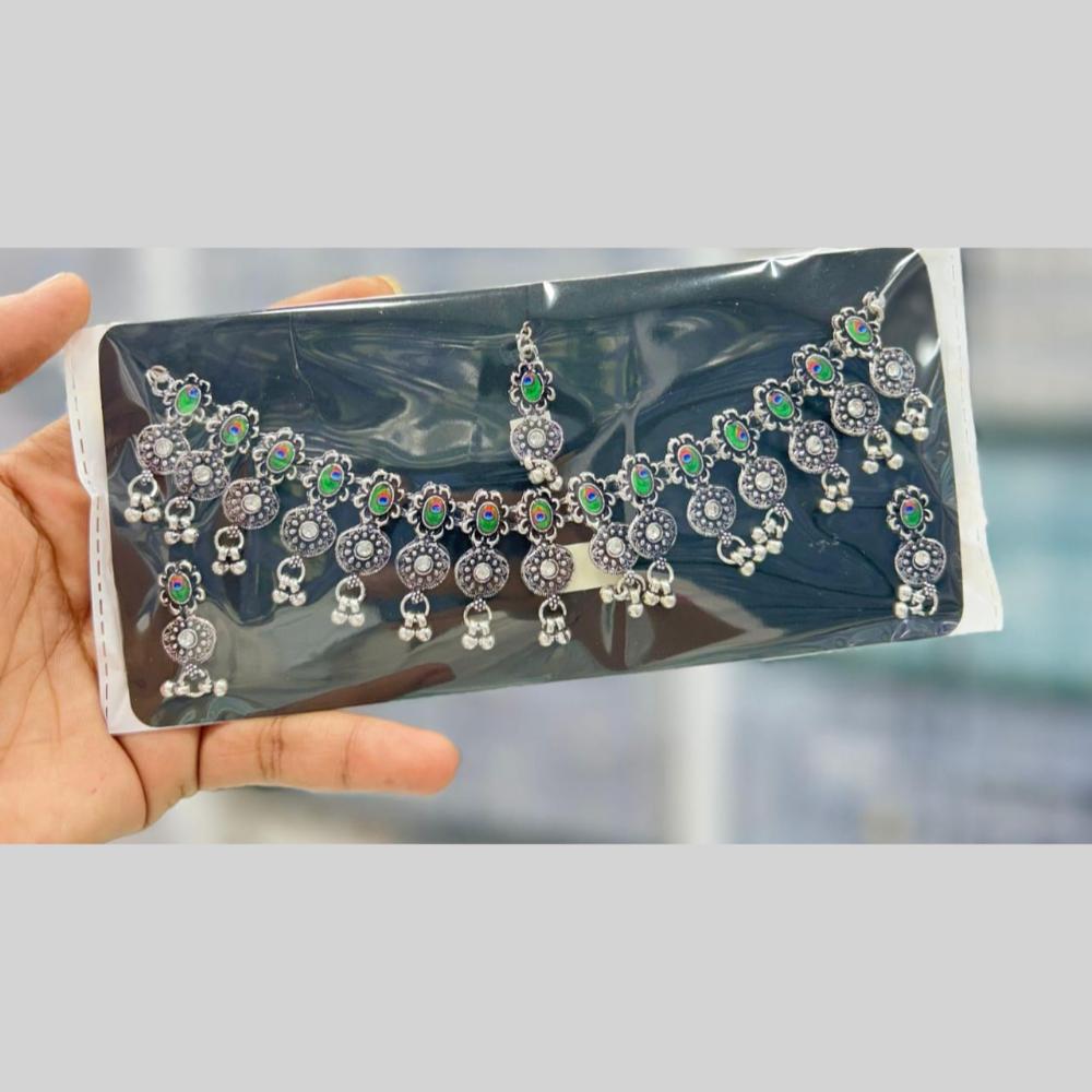 Manisha Jewellery Boho Style Oxidised Necklace Set with Peacock Design