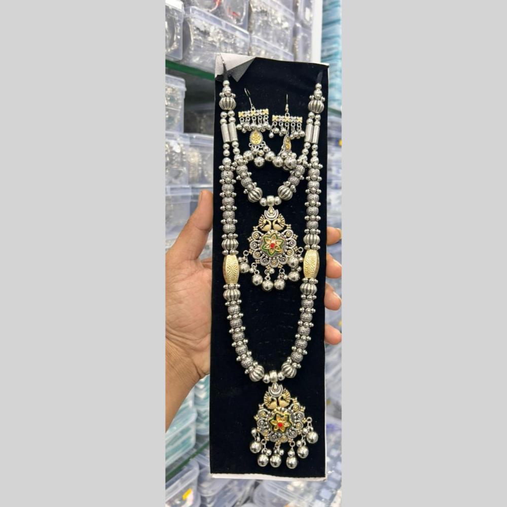 Manisha Navratri Special Oxidised Necklace with Intricate Floral Motifs