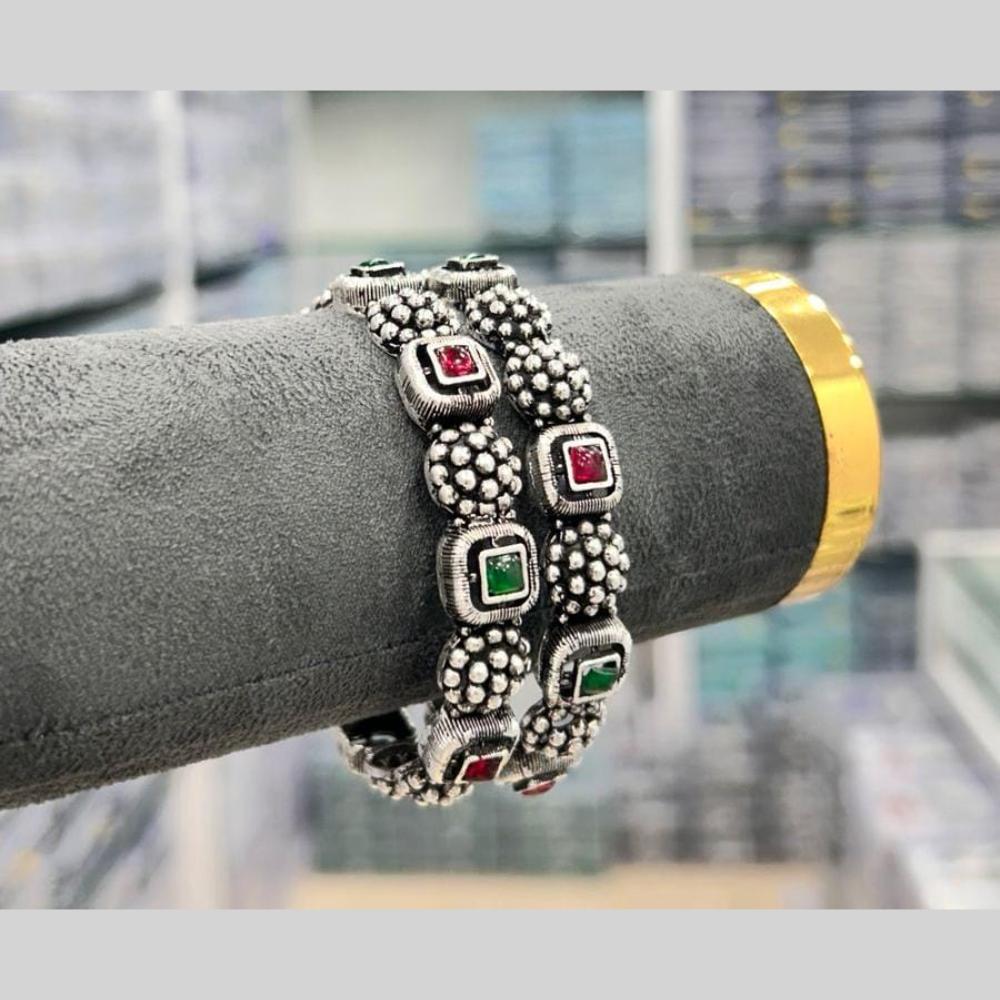 Manisha Jewellery Traditional Oxidised Bangles with Crystal Accents for Navratri Celebrations