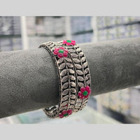 Manisha Jewellery Floral Design Traditional Oxidised Bangles With pota stone