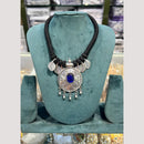 Manisha Jewellery Elegant Oxidised Plated Pota Stone Necklace Set