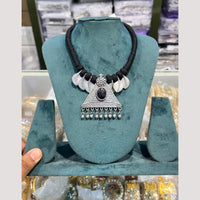 Manisha Jewellery Elegant Oxidised Plated Pota Stone Necklace Set