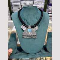 Manisha Jewellery Elegant Oxidised Plated Pota Stone Necklace Set