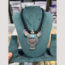 Manisha Jewellery Elegant Oxidised Plated Pota Stone Necklace Set