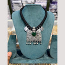 Manisha Jewellery Elegant Oxidised Plated Pota Stone Necklace Set