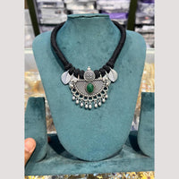 Manisha Jewellery Elegant Oxidised Plated Pota Stone Necklace Set