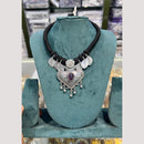 Manisha Jewellery Elegant Oxidised Plated Pota Stone Necklace Set