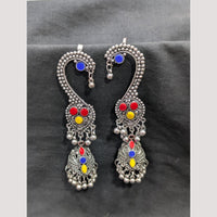 Manisha Jewellery Oxidised Plated Pota Stone And Pearls Jhumki Earrings