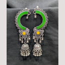 Manisha Jewellery Oxidised Plated Pota Stone And Pearls Jhumki Earrings