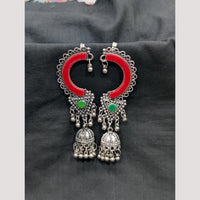 Manisha Jewellery Oxidised Plated Pota Stone And Pearls Jhumki Earrings