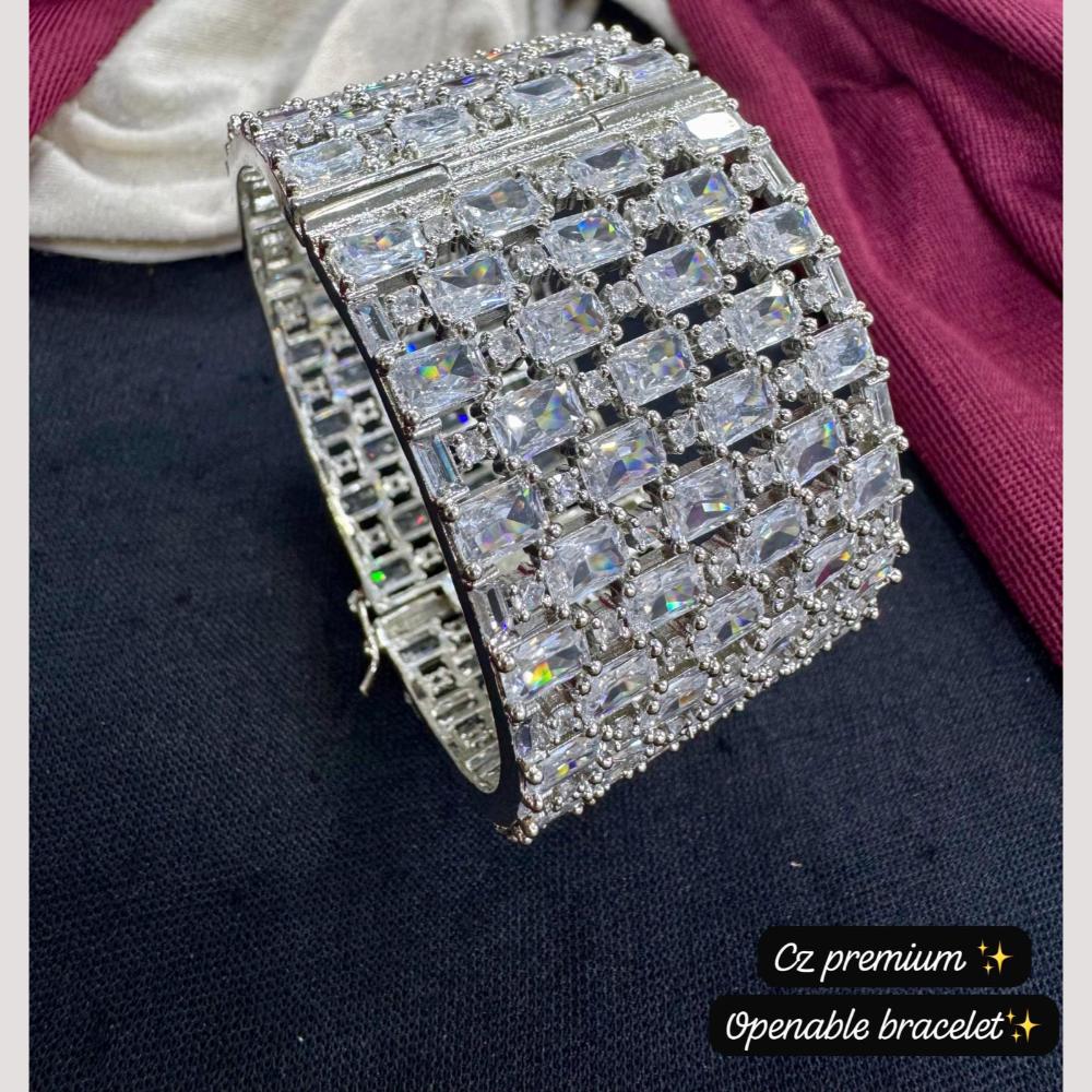 Manisha Jewellery Silver Plated Austrian Stone Adjustable kada