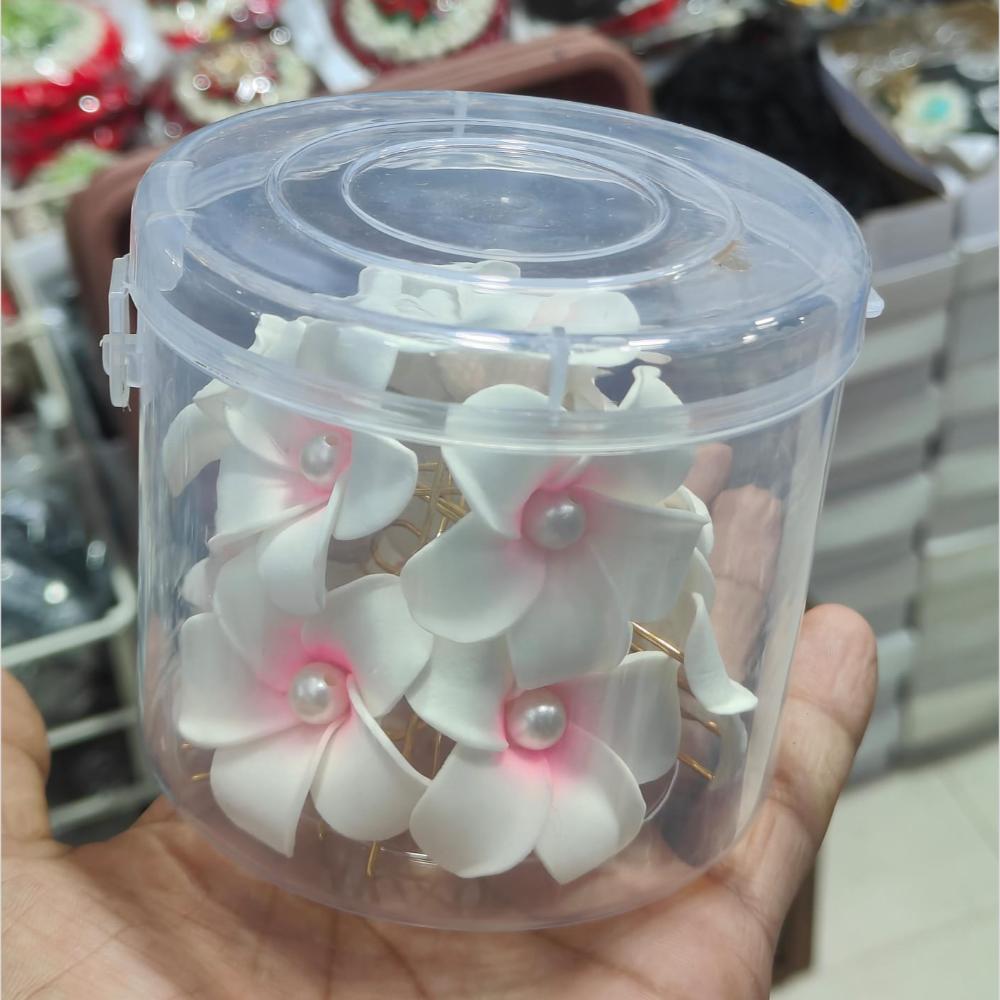 Manisha Jewellery White Petal Charm Elegant Hair Pin With Pink Tint And Pearl