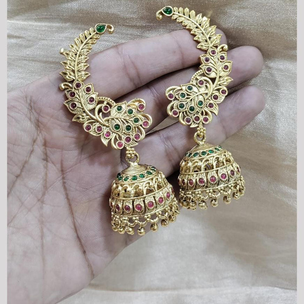 Manisha Jewellery Royal Peacock Jhumki With Sparkling Pota Stone And  Dangling Pearls 