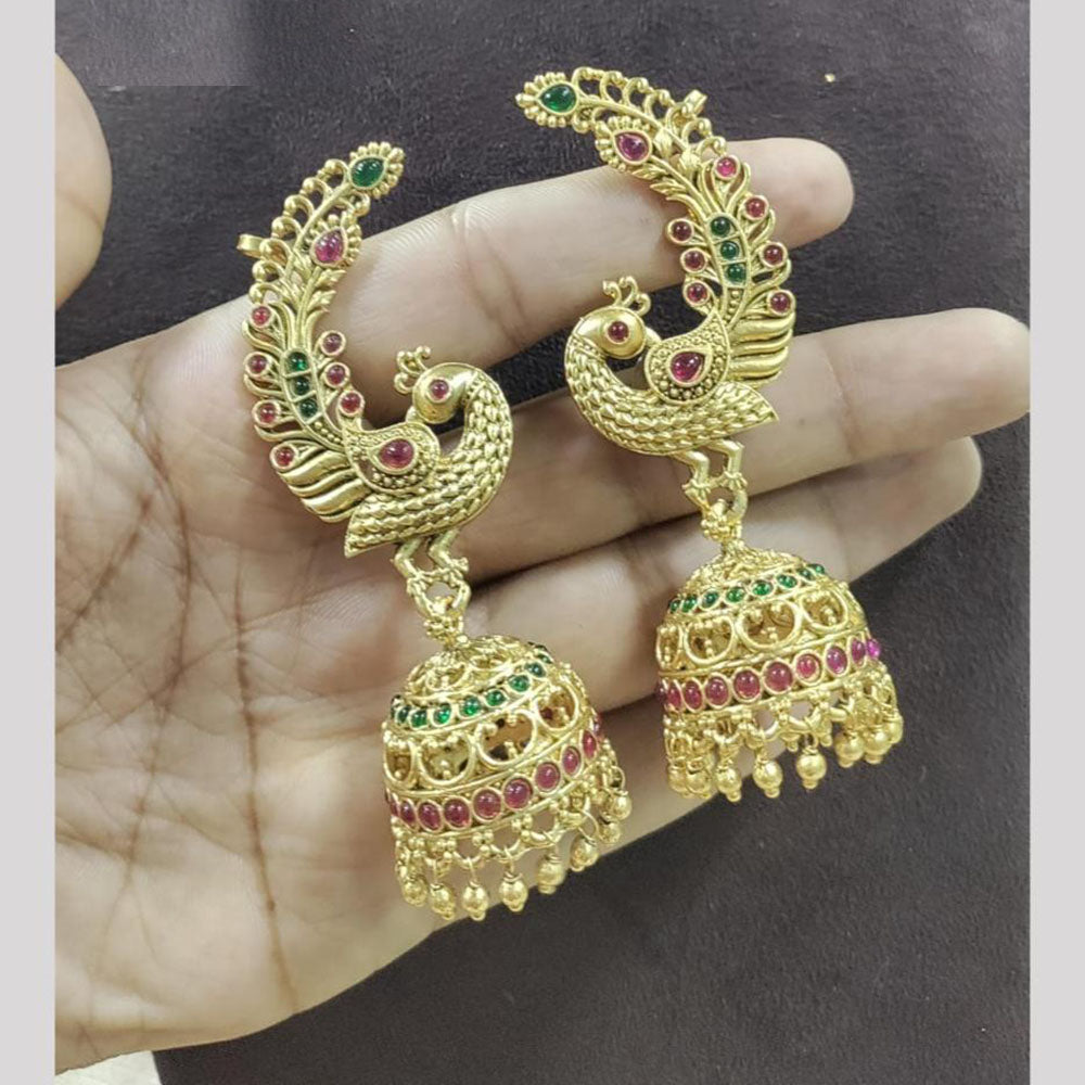 Manisha Jewellery Royal Peacock Jhumki With Sparkling Pota Stone And  Dangling Pearls 