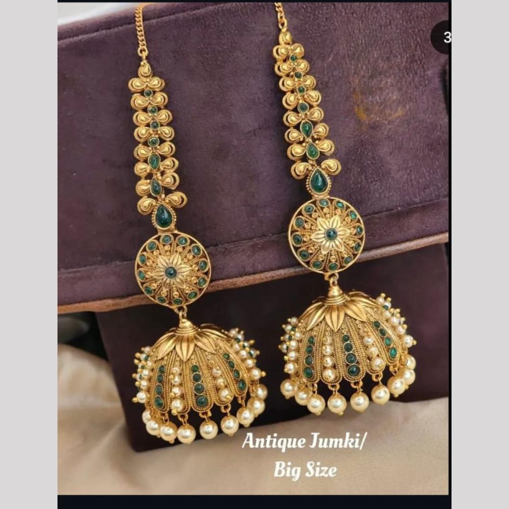 Manisha Jewellery Classic Indian Jhumka Earrings With Pota Stone And Pearl Hangings 