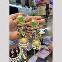 Manisha Jewellery Traditional Collection Graceful Pearl Jhumka Earrings With 2 Tone Finish
