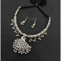 Manisha Jewellery Traditional Oxidised Necklace Set With Sanskrit Engraving 