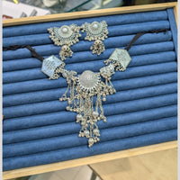 Manisha Jewellery Oxidised Plated Mirror Stone Necklace Set Traditional Ethnic Wear 
