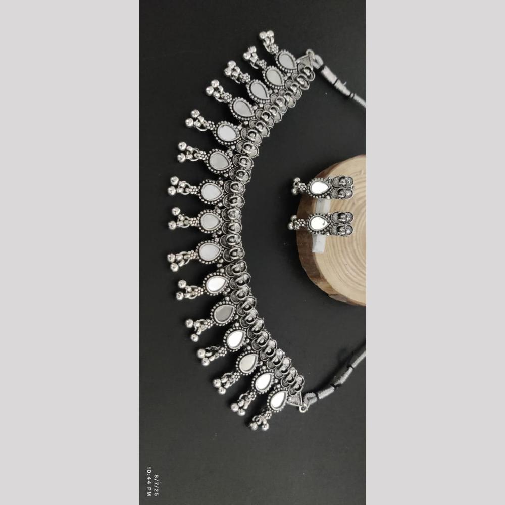 Manisha Jewellery Oxidised Plated Mirror Stone Necklace Set Traditional Ethnic Wear