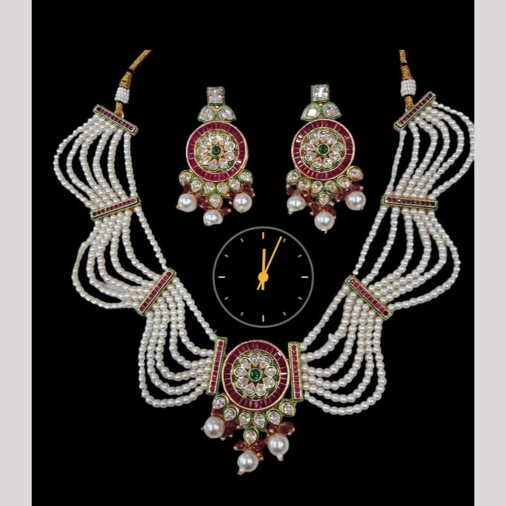Manisha Jewellery Antique Inspired Crystal And Pota Stone Pearl Set Traditional Jewelery For Grand Occasions 