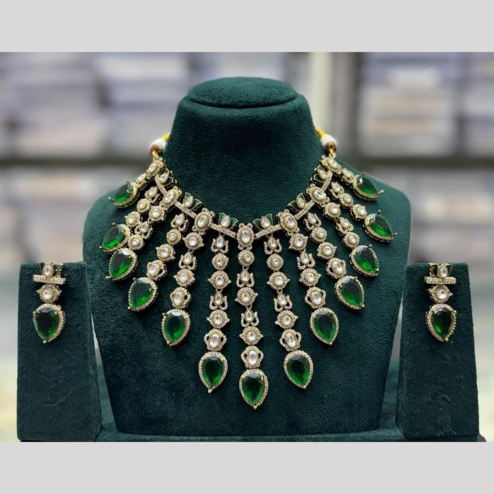Manisha Jewellery Designer Pota And Austrain Stone Necklace Set Festive Glamour For Ethnic Looks 